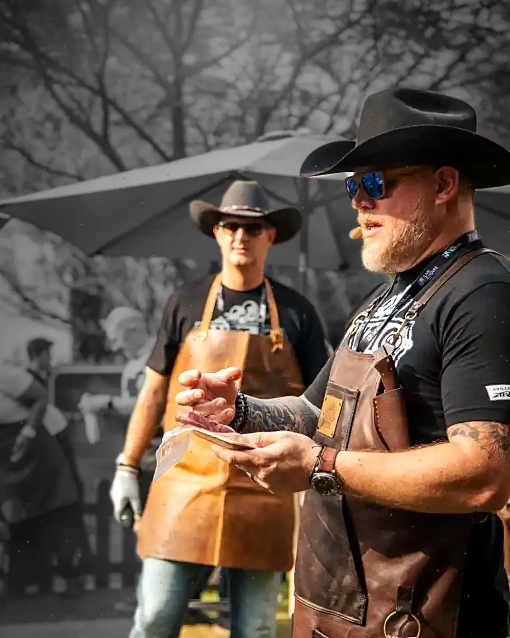 Pitmaster Hunter with kids at the Reaper grill cooking at an Exit 10 BBQ
