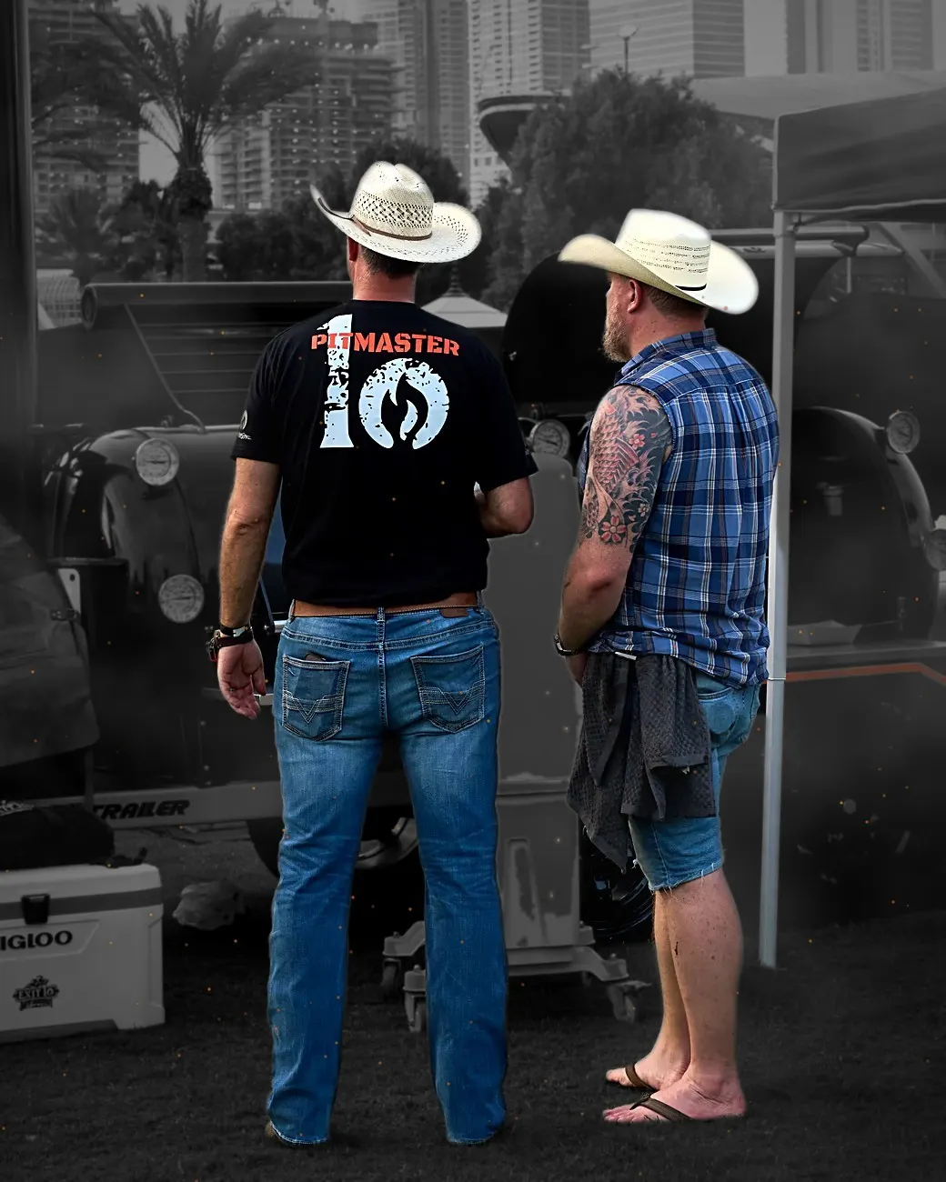 Pitmasters Hunter and Dave at an Exit 10 BBQ event