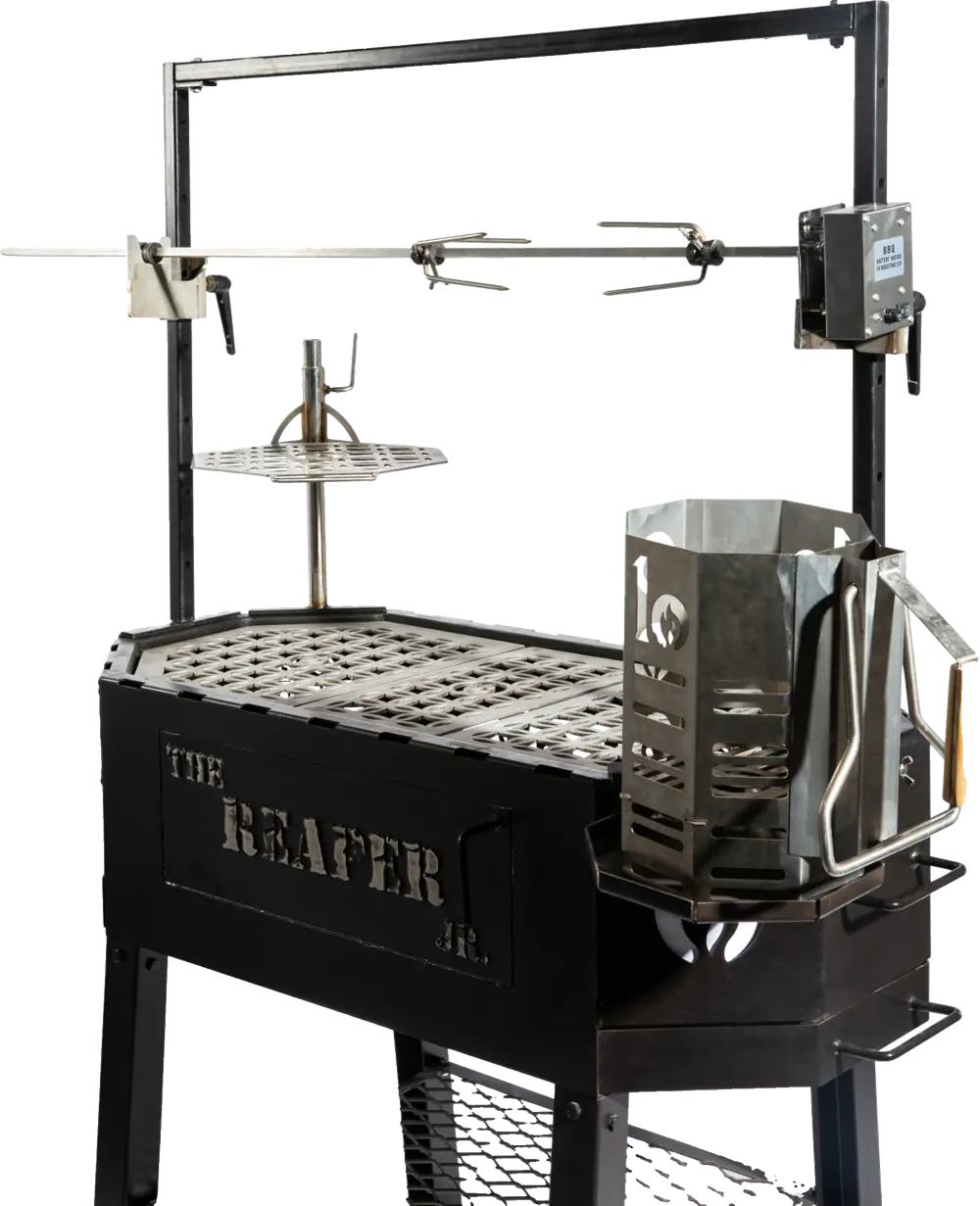 The Reaper charcoal BBQ grill with rotisserie by Exit 10